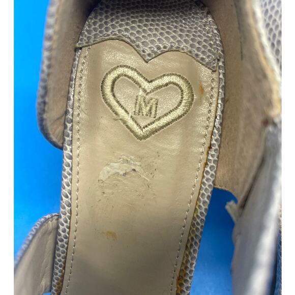 Madeline Grey Snake Skin Peep Toe Pumps Womens SZ 7.5 M Lizard - Picture 10 of 12